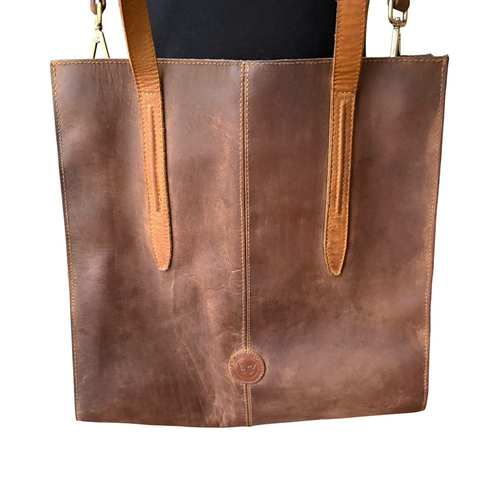 Le Papillon Large Brown Leather Tote - Picture 2 of 16